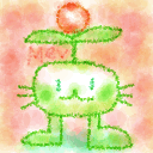 Animated sprout creature drawing, Yoshi's Island style.