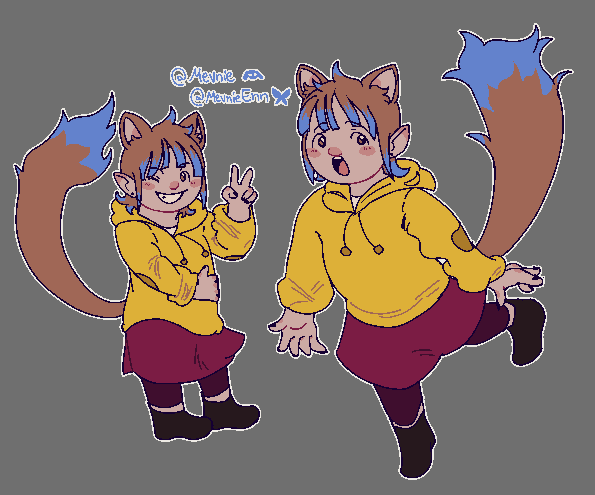 A squirrel-like human character drawing.